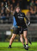 5 November 2023; Sean Og McCusker of Kilcoo celebrates after scoring his side's second goal during the AIB Ulster GAA Football Senior Club Championship round 1 match between Derrygonnelly Harps of Fermanagh and Kilcoo of Down at Brewster Park in Enniskillen, Fermanagh. Photo by Ramsey Cardy/Sportsfile