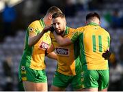 5 November 2023; Micheal Lundy, centre, with Dylan McHugh and Tony Gill of Corofin after their side's victory in the Galway County Senior Club Football Championship final match between Corofin and Moycullen at Pearse Stadium in Galway. Photo by Harry Murphy/Sportsfile