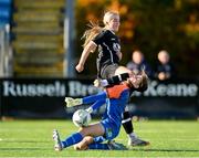 5 November 2023; Ceola Bergin of Wexford Youths collides with Shelbourne goalkeeper Jenny Willoughby during the EA SPORTS Women’s U19 Cup Final between Wexford Youths and Shelbourne at Athlone Town Stadium in Westmeath. Photo by Seb Daly/Sportsfile