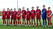 5 November 2023; Shelbourne players before the EA SPORTS Women’s U19 Cup Final between Wexford Youths and Shelbourne at Athlone Town Stadium in Westmeath. Photo by Seb Daly/Sportsfile