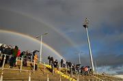 5 November 2023; Supporters stand on the terrace under a rainbow during the Kerry County Senior Football Championship final match between Mid Kerry and East Kerry at Austin Stack Park in Tralee, Kerry. Photo by Brendan Moran/Sportsfile