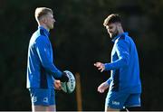 6 November 2023; Jamie Osborne, left, and Harry Byrne during Leinster rugby squad training session at UCD in Dublin. Photo by Harry Murphy/Sportsfile