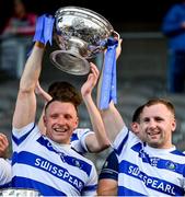 29 October 2023; Brian Hurley, left, and Michael Hurley of Castlehaven celebrate with the Andy Scannell Cup after the Cork County Premier Senior Club Football Championship final match between Castlehaven and Nemo Rangers at Páirc Uí Chaoimh in Cork. Photo by Brendan Moran/Sportsfile