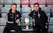 6 November 2023; Manager Declan Devine, right, and assistant manager Gary Cronin poses for a portrait during a Bohemians media day, at Dalymount Park in Dublin, ahead of the Sports Direct FAI Cup Final. Photo by Stephen McCarthy/Sportsfile