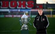 6 November 2023; Cian Byrne poses for a portrait during a Bohemians media day, at Dalymount Park in Dublin, ahead of the Sports Direct FAI Cup Final. Photo by Stephen McCarthy/Sportsfile