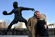 8 November 2023; Former Northern Ireland, Arsenal and Spurs goalkeeper Pat Jennings and his wife Eleanor Toner in attendance at the unveiling of the Pat Jennings statue at Kildare Street in Newry, Down. Photo by David Fitzgerald/Sportsfile
