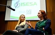 8 November 2023; Paralympian Ellen Keane and Sport Ireland Institute head of physiology Ciara Sinnott-O'Connor pictured today at the launch of ISESA, the Irish Sport and Exercise Sciences Association at the Sport Ireland Conference Centre in Dublin. Photo by Harry Murphy/Sportsfile