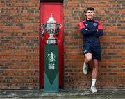 8 November 2023; Joe Redmond poses for a portrait during a St Patrick's Athletic media day, at Richmond Park in Dublin, ahead of the Sports Direct FAI Cup Final. Photo by Stephen McCarthy/Sportsfile