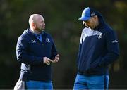 6 November 2023; Senior kitman Jim Bastick and Backs coach Andrew Goodman during Leinster rugby squad training session at UCD in Dublin. Photo by Harry Murphy/Sportsfile