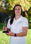 9 November 2023; Hannah Tyrrell of Dublin with her EirGrid GWA Ladies Football Personality of the Year Award in Drumcondra, Dublin Photo by Brendan Moran/Sportsfile