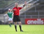 21 October 2023; Referee Thomas Gleeson during the 2023 Hurling Shinty International Game between Ireland and Scotland at Páirc Esler in Newry, Down. Photo by Piaras Ó Mídheach/Sportsfile