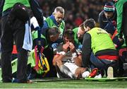 10 November 2023; Ethan McIlroy of Ulster receives medical treatment during the United Rugby Championship match between Ulster and Munster at Kingspan Stadium in Belfast. Photo by Seb Daly/Sportsfile