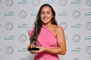 10 November 2023; Personality of the Year recipient, Cork camogie player Amy O’Connor with her award at the Gaelic Writers’ Association Awards, supported by EirGrid, at the Iveagh Garden Hotel in Dublin. Photo by Brendan Moran/Sportsfile