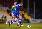 10 November 2023; Rowan McDonald of Waterford in action against Barry Coffey of Cork City during the SSE Airtricity Men's Promotion / Relegation play-off match between Waterford and Cork City at Tallaght Stadium in Dublin. Photo by Tyler Miller/Sportsfile