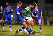 10 November 2023; Ben Worman of Cork City is tackled by Rowan McDonald of Waterford during the SSE Airtricity Men's Promotion / Relegation play-off match between Waterford and Cork City at Tallaght Stadium in Dublin. Photo by Tyler Miller/Sportsfile