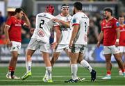 10 November 2023; Rob Herring of Ulster, centre, comes on as a substitute for teammate Tom Stewart, 2, during the United Rugby Championship match between Ulster and Munster at Kingspan Stadium in Belfast. Photo by Seb Daly/Sportsfile