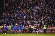 10 November 2023; Waterford supporters celebrate their first goal during the SSE Airtricity Men's Premier Division Promotion / Relegation play-off match between Waterford and Cork City at Tallaght Stadium in Dublin. Photo by Stephen McCarthy/Sportsfile