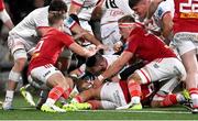 10 November 2023; Nick Timoney of Ulster dives over to score his side's second try during the United Rugby Championship match between Ulster and Munster at Kingspan Stadium in Belfast. Photo by Ramsey Cardy/Sportsfile