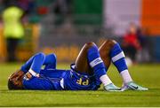 10 November 2023; Roland Idowu of Waterford reacts after a missed opportunity on goal during the SSE Airtricity Men's Promotion / Relegation play-off match between Waterford and Cork City at Tallaght Stadium in Dublin. Photo by Tyler Miller/Sportsfile
