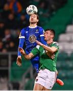 10 November 2023; Cameron Cresswell of Waterford in action against Joshua Honohan of Cork City during the SSE Airtricity Men's Promotion / Relegation play-off match between Waterford and Cork City at Tallaght Stadium in Dublin. Photo by Tyler Miller/Sportsfile