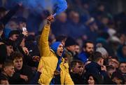 10 November 2023; A Waterford supporter celebrates after his side score their first goal during the SSE Airtricity Men's Promotion / Relegation play-off match between Waterford and Cork City at Tallaght Stadium in Dublin. Photo by Tyler Miller/Sportsfile