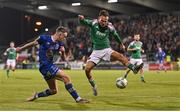 10 November 2023; Darragh Power of Waterford in action against Ben Worman of Cork City during the SSE Airtricity Men's Promotion / Relegation play-off match between Waterford and Cork City at Tallaght Stadium in Dublin. Photo by Tyler Miller/Sportsfile