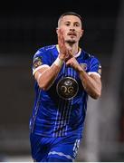 10 November 2023; Ronan Coughlan of Waterford celebrates after scoring his side's second goal during the SSE Airtricity Men's Premier Division Promotion / Relegation play-off match between Waterford and Cork City at Tallaght Stadium in Dublin. Photo by Stephen McCarthy/Sportsfile