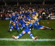 10 November 2023; Waterford players celebrate after their victory in the SSE Airtricity Men's Promotion / Relegation play-off match between Waterford and Cork City at Tallaght Stadium in Dublin. Photo by Stephen McCarthy/Sportsfile