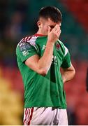 10 November 2023; Joshua Honohan of Cork City reacts after his sdie's defeat in the SSE Airtricity Men's Promotion / Relegation play-off match between Waterford and Cork City at Tallaght Stadium in Dublin. Photo by Tyler Miller/Sportsfile