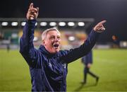 10 November 2023; Waterford head coach Keith Long celebrates after the SSE Airtricity Men's Premier Division Promotion / Relegation play-off match between Waterford and Cork City at Tallaght Stadium in Dublin. Photo by Stephen McCarthy/Sportsfile