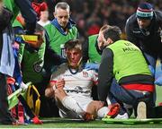10 November 2023; Ethan McIlroy of Ulster receives medical treatment during the United Rugby Championship match between Ulster and Munster at Kingspan Stadium in Belfast. Photo by Seb Daly/Sportsfile