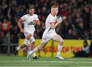 10 November 2023; Nathan Doak of Ulster makes a break during the United Rugby Championship match between Ulster and Munster at Kingspan Stadium in Belfast. Photo by Seb Daly/Sportsfile