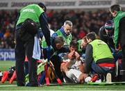 10 November 2023; Ethan McIlroy of Ulster receives medical treatment during the United Rugby Championship match between Ulster and Munster at Kingspan Stadium in Belfast. Photo by Seb Daly/Sportsfile