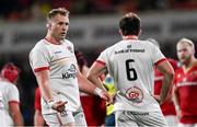 10 November 2023; Kieran Treadwell, left, and David McCann of Ulster during the United Rugby Championship match between Ulster and Munster at Kingspan Stadium in Belfast. Photo by Ramsey Cardy/Sportsfile