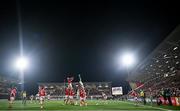 10 November 2023; David McCann of Ulster wins possesion in the lineout from Fineen Wycherley of Munster during the United Rugby Championship match between Ulster and Munster at Kingspan Stadium in Belfast. Photo by Ramsey Cardy/Sportsfile