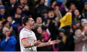 10 November 2023; Jacob Stockdale of Ulster celebrates at the final whistle of the United Rugby Championship match between Ulster and Munster at Kingspan Stadium in Belfast. Photo by Ramsey Cardy/Sportsfile