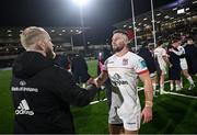 10 November 2023; John Cooney of Ulster and Jeremy Loughman of Munster after the United Rugby Championship match between Ulster and Munster at Kingspan Stadium in Belfast. Photo by Ramsey Cardy/Sportsfile