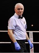 11 November 2023; Referee Philip Rooney at the IABA National Elite Boxing Championships 2024 Finals at the National Boxing Stadium in Dublin. Photo by Seb Daly/Sportsfile
