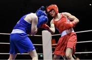 11 November 2023; Kellie Harrington of St Mary’s Boxing Club, Dublin, right, and Zara Breslin of Tramore Boxing Club, Waterford, during their lightweight 60kg final bout at the IABA National Elite Boxing Championships 2024 Finals at the National Boxing Stadium in Dublin. Photo by Seb Daly/Sportsfile