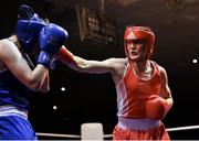 11 November 2023; Kellie Harrington of St Mary’s Boxing Club, Dublin, right, and Zara Breslin of Tramore Boxing Club, Waterford, during their lightweight 60kg final bout at the IABA National Elite Boxing Championships 2024 Finals at the National Boxing Stadium in Dublin. Photo by Seb Daly/Sportsfile