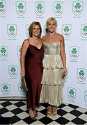 11 November 2023; Noelle Morrisey, left, and Olympian Sarah Lavin in attendance at the Team Ireland Olympic Ball at the Mansion House in Dublin. The event was a joint celebration of the brilliant performances of Team Ireland athletes at the European Games this summer, as well as the announcement of the winners of the Olympic Federation of Ireland Annual Awards. The event was attended by the Minister for Tourism, Culture, Arts, Gaeltacht, Sport and Media, Catherine Martin TD, Minister of State for Sport and Physical Education, Thomas Byrne TD, Olympic medallists, European Games athletes, Team Ireland Sponsors and Partners, Sport Ireland and the wider Olympic family. Photo by David Fitzgerald/Sportsfile