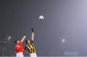 11 November 2023; Rian O'Neill of Crossmaglen Rangers and Peter McCaughey of Trillick during the AIB Ulster GAA Football Senior Club Championship quarter-final match between Trillick of Tyrone and Crossmaglen Rangers of Armagh at O'Neills Healy Park in Omagh, Tyrone. Photo by Ramsey Cardy/Sportsfile