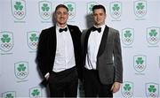 11 November 2023; Olympian Shane Ryan, left, and Callum Bain in attendance at the Team Ireland Olympic Ball at the Mansion House in Dublin. The event was a joint celebration of the brilliant performances of Team Ireland athletes at the European Games this summer, as well as the announcement of the winners of the Olympic Federation of Ireland Annual Awards. The event was attended by the Minister for Tourism, Culture, Arts, Gaeltacht, Sport and Media, Catherine Martin TD, Minister of State for Sport and Physical Education, Thomas Byrne TD, Olympic medallists, European Games athletes, Team Ireland Sponsors and Partners, Sport Ireland and the wider Olympic family. Photo by David Fitzgerald/Sportsfile