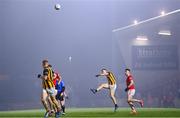 11 November 2023; Rian O'Neill of Crossmaglen Rangers kicks a wide during the AIB Ulster GAA Football Senior Club Championship quarter-final match between Trillick of Tyrone and Crossmaglen Rangers of Armagh at O'Neills Healy Park in Omagh, Tyrone. Photo by Ramsey Cardy/Sportsfile