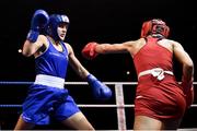 11 November 2023; Kellie McLoughlin of St Catherine's Boxing Club, Dublin, right, and Michaela Walsh of Holy Family Golden Gloves Boxing Club, Belfast, during their featherweight 57kg final bout at the IABA National Elite Boxing Championships 2024 Finals at the National Boxing Stadium in Dublin. Photo by Seb Daly/Sportsfile