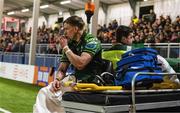 11 November 2023; John Porch of Connacht is forced off with an injury during the United Rugby Championship match between Edinburgh and Connacht at The Dam Health Stadium in Edinburgh, Scotland. Photo by Paul Devlin/Sportsfile