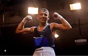 11 November 2023; Sean Mari of Monkstown, Dublin, and Defence Forces Boxing Clubs, celebrates victory over Ricky Nesbitt of Holy Family Drogheda Boxing Club, Louth, after their flyweight 51kg final boutat the IABA National Elite Boxing Championships 2024 Finals at the National Boxing Stadium in Dublin. Photo by Seb Daly/Sportsfile