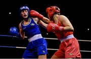 11 November 2023; Christina Desmond of Dungarvan and Garda Boxing Clubs, right, and Grainne Walsh of St Mary’s Boxing Club, Dublin, during their welterweight 66kg final bout at the IABA National Elite Boxing Championships 2024 Finals at the National Boxing Stadium in Dublin. Photo by Seb Daly/Sportsfile