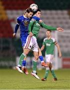10 November 2023; Cameron Cresswell of Waterford in action against Barry Coffey of Cork City during the SSE Airtricity Men's Premier Division Promotion / Relegation play-off match between Waterford and Cork City at Tallaght Stadium in Dublin. Photo by Stephen McCarthy/Sportsfile
