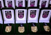 11 November 2023; A detailed view of the winners medals after the SSE Airtricity Women's Premier Division match between Peamount United and Sligo Rovers at PRL Park in Greenogue, Dublin. Photo by Stephen McCarthy/Sportsfile